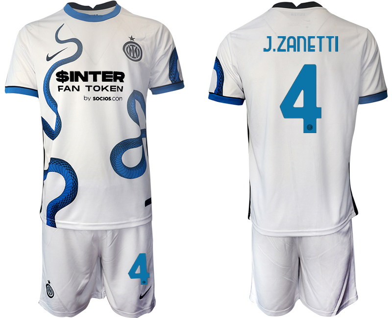 Men 2021-2022 Club Inter Milan away white #4 Soccer Jersey